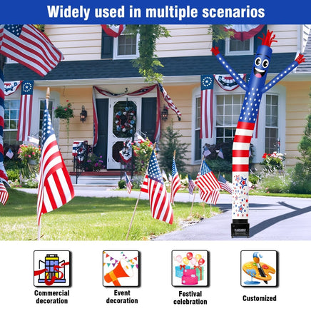 6FT American Flag 2 Inflatable Tube Man with Blower (5.5'' Diameter) and Built - in LED - goodeny