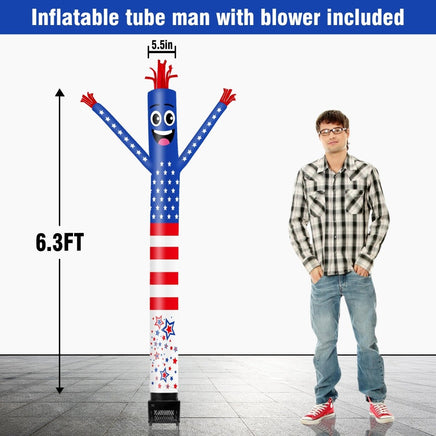 6FT American Flag 2 Inflatable Tube Man with Blower (5.5'' Diameter) and Built - in LED - goodeny