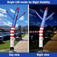 6FT American Flag 2 Inflatable Tube Man with Blower (5.5'' Diameter) and Built - in LED - goodeny