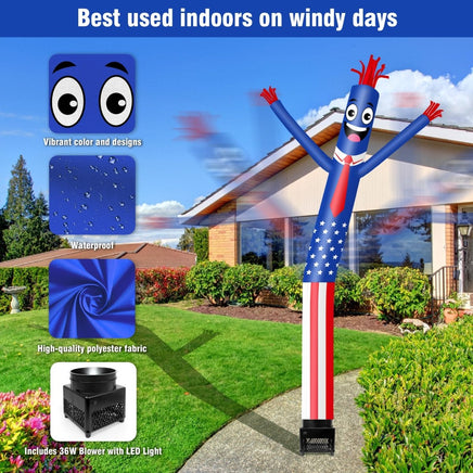 6FT American Flag Inflatable Tube Man with Blower (5.5'' Diameter) and Built - in LED - goodeny