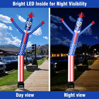 6FT American Flag Inflatable Tube Man with Blower (5.5'' Diameter) and Built - in LED - goodeny