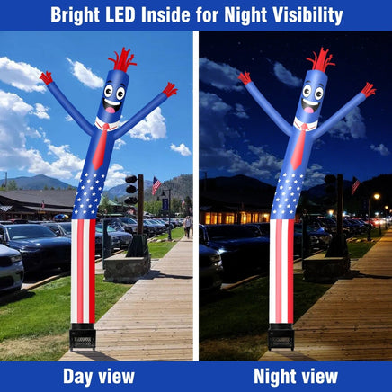 6FT American Flag Inflatable Tube Man with Blower (5.5'' Diameter) and Built - in LED - goodeny