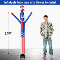 6FT American Flag Inflatable Tube Man with Blower (5.5'' Diameter) and Built - in LED - goodeny