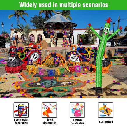 6FT Cactus Inflatable Tube Man with Blower (5.5'' Diameter) and Built - in LED - goodeny