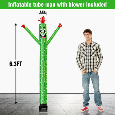 6FT Cactus Inflatable Tube Man with Blower (5.5'' Diameter) and Built - in LED - goodeny
