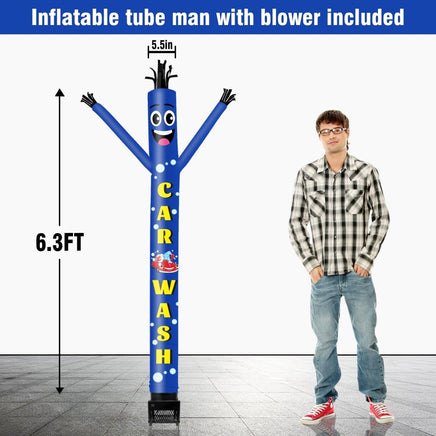 6FT Car Wash Inflatable Tube Man with Blower (5.5'' Diameter) and Built - in LED - goodeny