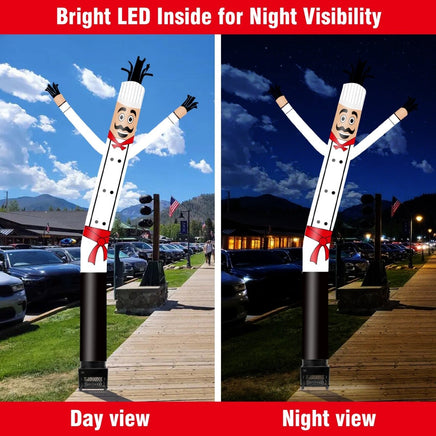 6FT Chef Inflatable Tube Man with Blower (5.5'' Diameter) and Built - in LED - goodeny