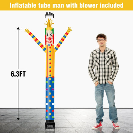 6FT Clown Inflatable Tube Man with Blower (5.5'' Diameter) and Built - in LED - goodeny