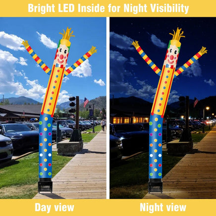 6FT Clown Inflatable Tube Man with Blower (5.5'' Diameter) and Built - in LED - goodeny