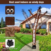 6FT Coffee Inflatable Tube Man with Blower (5.5'' Diameter) and Built - in LED - goodeny