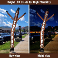 6FT Coffee Inflatable Tube Man with Blower (5.5'' Diameter) and Built - in LED - goodeny