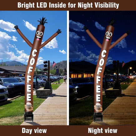 6FT Coffee Inflatable Tube Man with Blower (5.5'' Diameter) and Built - in LED - goodeny