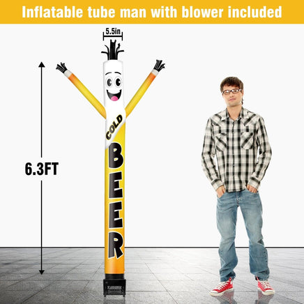 6FT Cold Beer Inflatable Tube Man with Blower (5.5'' Diameter) and Built - in LED - goodeny