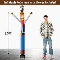 6FT Cowboy Inflatable Tube Man with Blower (5.5'' Diameter) and Built - in LED - goodeny