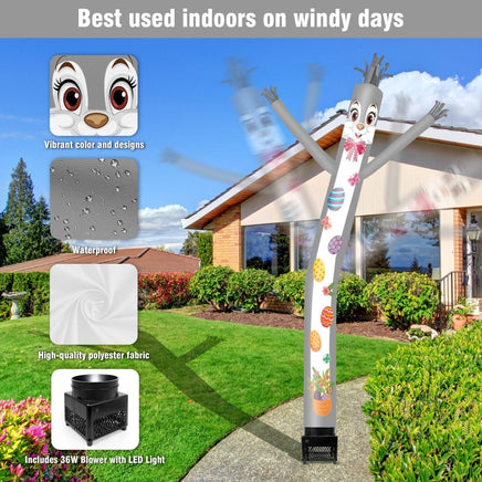 6FT Easter Bunny Inflatable Tube Man with Blower (5.5'' Diameter) and Built - in LED - goodeny