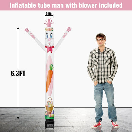 6FT Easter Bunny Inflatable Tube Man with Blower (5.5'' Diameter) and Built - in LED - goodeny