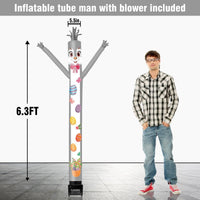 6FT Easter Bunny Inflatable Tube Man with Blower (5.5'' Diameter) and Built - in LED - goodeny