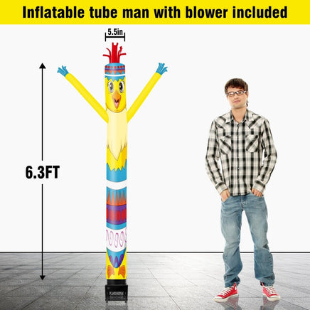 6FT Easter Egg Chick Inflatable Tube Man with Blower (5.5'' Diameter) and Built - in LED - goodeny