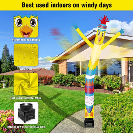 6FT Easter Egg Chick Inflatable Tube Man with Blower (5.5'' Diameter) and Built - in LED - goodeny