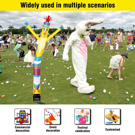6FT Easter Egg Chick Inflatable Tube Man with Blower (5.5'' Diameter) and Built - in LED - goodeny