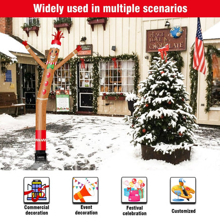 6FT Gingerbread Man Inflatable Tube Man with Blower (5.5'' Diameter) and Built - in LED - goodeny