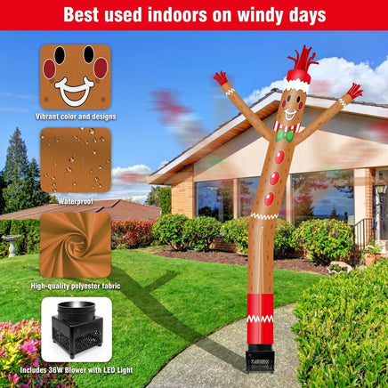 6FT Gingerbread Man Inflatable Tube Man with Blower (5.5'' Diameter) and Built - in LED - goodeny