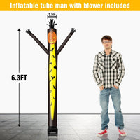 6FT Halloween Pumpkin Inflatable Tube Man with Blower (5.5'' Diameter) and Built - in LED - goodeny