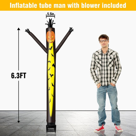 6FT Halloween Pumpkin Inflatable Tube Man with Blower (5.5'' Diameter) and Built - in LED - goodeny