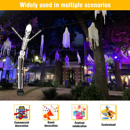 6FT Halloween Skull Inflatable Tube Man with Blower (5.5'' Diameter) and Built - in LED - goodeny
