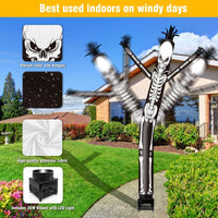 6FT Halloween Skull Inflatable Tube Man with Blower (5.5'' Diameter) and Built - in LED - goodeny