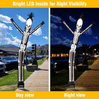 6FT Halloween Skull Inflatable Tube Man with Blower (5.5'' Diameter) and Built - in LED - goodeny