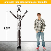 6FT Halloween Skull Inflatable Tube Man with Blower (5.5'' Diameter) and Built - in LED - goodeny