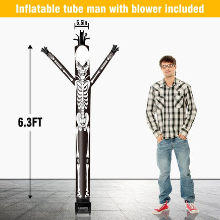 6FT Halloween Skull Inflatable Tube Man with Blower (5.5'' Diameter) and Built - in LED - goodeny