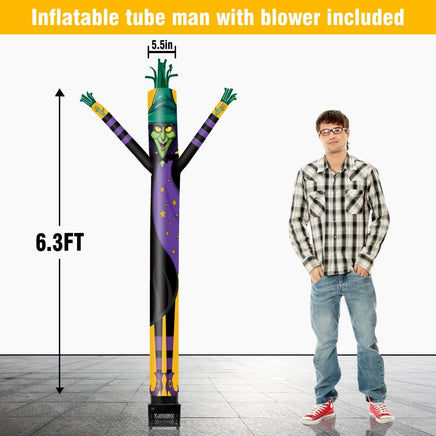 6FT Halloween Witch Inflatable Tube Man with Blower (5.5'' Diameter) and Built - in LED - goodeny