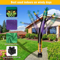 6FT Halloween Witch Inflatable Tube Man with Blower (5.5'' Diameter) and Built - in LED - goodeny