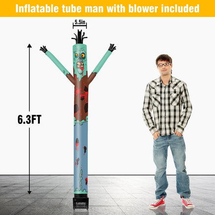 6FT Halloween Zombie Inflatable Tube Man with Blower (5.5'' Diameter) and Built - in LED - goodeny