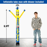 6FT Hand Car Wash Inflatable Tube Man with Blower (5.5'' Diameter) and Built - in LED - goodeny