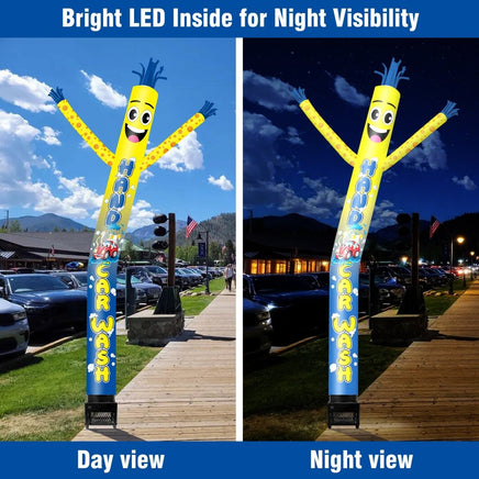 6FT Hand Car Wash Inflatable Tube Man with Blower (5.5'' Diameter) and Built - in LED - goodeny