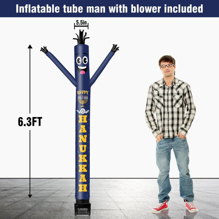 6FT Hanukkah Inflatable Tube Man with Blower (5.5'' Diameter) and Built - in LED - goodeny