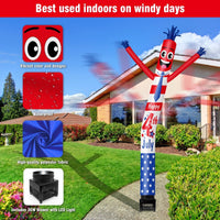 6FT Happy 4th Of July Inflatable Tube Man with Blower (5.5'' Diameter) and Built - in LED - goodeny