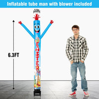 6FT Happy Easter Inflatable Tube Man with Blower (5.5'' Diameter) and Built - in LED - goodeny