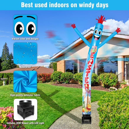 6FT Happy Easter Inflatable Tube Man with Blower (5.5'' Diameter) and Built - in LED - goodeny
