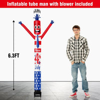 6FT Happy Independence Day Inflatable Tube Man with Blower (5.5'' Diameter) and Built - in LED - goodeny