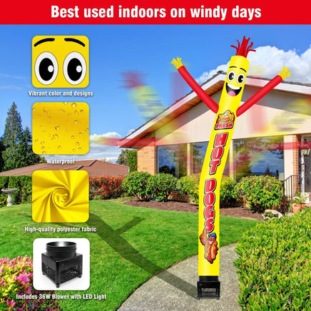 6FT Hot Dogs Inflatable Tube Man with Blower (5.5'' Diameter) and Built - in LED - goodeny