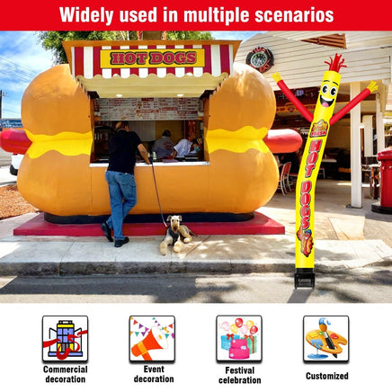 6FT Hot Dogs Inflatable Tube Man with Blower (5.5'' Diameter) and Built - in LED - goodeny