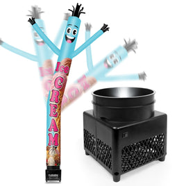 6FT Ice Cream Blue Inflatable Tube Man with Blower (5.5'' Diameter) and Built - in LED - goodeny