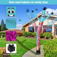 6FT Ice Cream Blue Inflatable Tube Man with Blower (5.5'' Diameter) and Built - in LED - goodeny