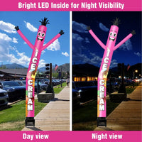 6FT Ice Cream Pink Inflatable Tube Man with Blower (5.5'' Diameter) and Built - in LED - goodeny