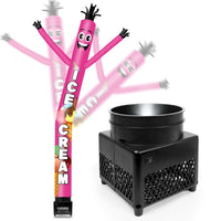 6FT Ice Cream Pink Inflatable Tube Man with Blower (5.5'' Diameter) and Built - in LED - goodeny