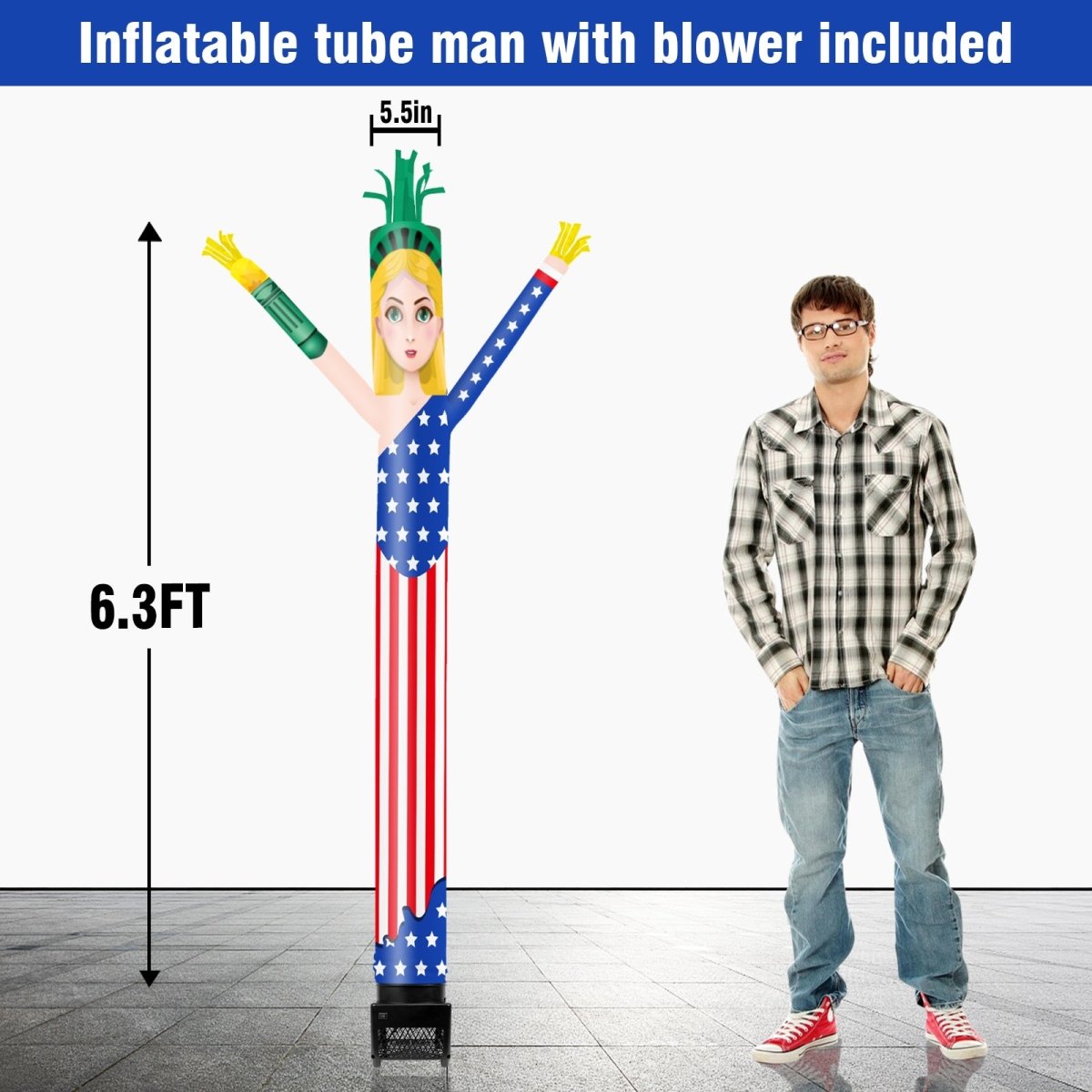 6FT Independence Day Statue of Liberty Inflatable Tube Man with Blower ...